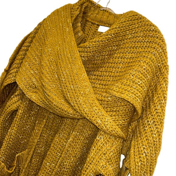 happy nature NEW NWT ochre mustard yellow long FALL duster cardigan sweater wi… - Picture 4 of 5